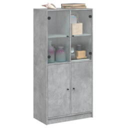 Berkfield Highboard With Doors Concrete Grey 68X37X142 Cm Engineered Wood - thumbnail 5