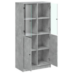 Berkfield Highboard With Doors Concrete Grey 68X37X142 Cm Engineered Wood - thumbnail 6