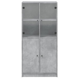 Berkfield Highboard With Doors Concrete Grey 68X37X142 Cm Engineered Wood - thumbnail 7
