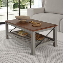 Mercers Furniture Cottage Grey Painted Pine Coffee Table Wooden With Storage Shelf 46H X 107W X 61D Cm