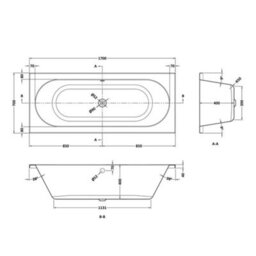 Homestylestore White 1700 X 700mm Bathroom Double Ended Round Bath - thumbnail 3