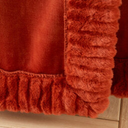 Catherine Lansfield Velvet And Faux Fur 150X200Cm Blanket Throw Burnt Orange - thumbnail 3