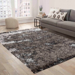 Modern Soft Two Tone Shimmer Shaggy Area Rugs Silver 60X220 Cm - thumbnail 3