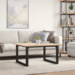 Berkfield Coffee Table O-Frame 90X90X45 Cm Solid Wood Pine And Steel - thumbnail 3
