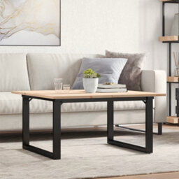 Berkfield Coffee Table O-Frame 90X90X45 Cm Solid Wood Pine And Steel