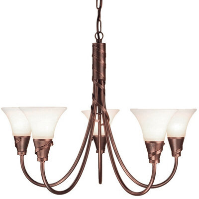 Elegant 5 Bulb Copper Patina Chandelier Pendant Light For Modern Interiors