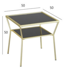 Aspect Furniture Fusion Black Glass Side Table/bedside Table (Brass/black Glass) - thumbnail 3