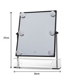Danielle Creations 6-Bulb Led Light Up Hollywood Mirror With Storage Drawer - Black - thumbnail 3