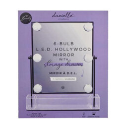 Danielle Creations 6-Bulb Led Light Up Hollywood Mirror With Storage Drawer - Black