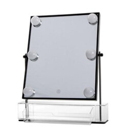 Danielle Creations 6-Bulb Led Light Up Hollywood Mirror With Storage Drawer - Black - thumbnail 2