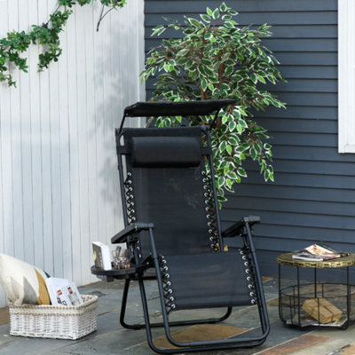 Outsunny Zero Gravity Chair Adjustable Patio Lounge W/ Cup Holder Black - image 1
