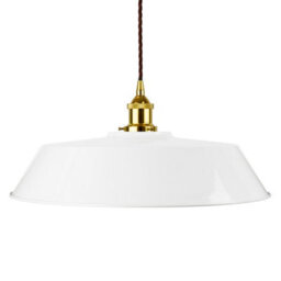 White Large Chancery Painted Dome Pendant Light With Gold Lamp Holder And Brown Twisted Cable - Se Home - thumbnail 1