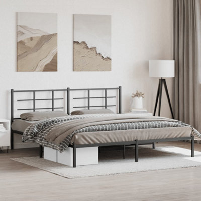 Berkfield Metal Bed Frame Without Mattress With Headboard Black 193X203Cm - image 1