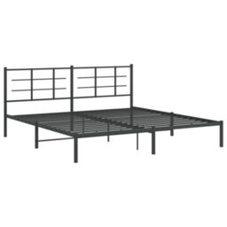 Berkfield Metal Bed Frame Without Mattress With Headboard Black 193X203Cm - thumbnail 3
