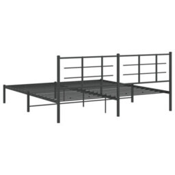 Berkfield Metal Bed Frame Without Mattress With Headboard Black 193X203Cm - thumbnail 7