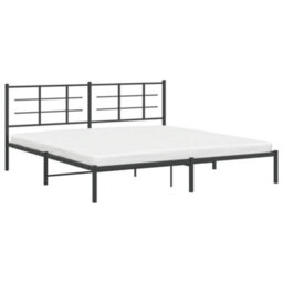 Berkfield Metal Bed Frame Without Mattress With Headboard Black 193X203Cm - thumbnail 4