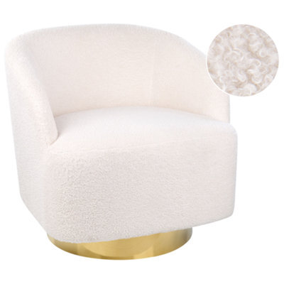 Beliani Swivel Armchair Lavik Boucle Off-White - image 1