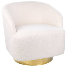 Beliani Swivel Armchair Lavik Boucle Off-White - thumbnail 4