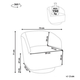Beliani Swivel Armchair Lavik Boucle Off-White - thumbnail 3