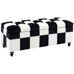 Homcom 114 X 47 X 47Cm Velvet Storage Ottoman, Button-Tufted Footstool Box - thumbnail 2