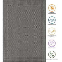 Homeart Outdoor Rugs Easy Cleaning Area Rugs For Balcony,garden,picnic,uv Weather Resistant D.anthracite Cream, 140 X 200 Cm - thumbnail 6