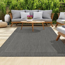 Homeart Outdoor Rugs Easy Cleaning Area Rugs For Balcony,garden,picnic,uv Weather Resistant D.anthracite Cream, 140 X 200 Cm
