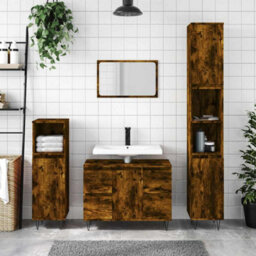 Berkfield Industrial Bathroom Cabinet Smoked Oak 80X33X60 Cm Engineered Wood - thumbnail 2