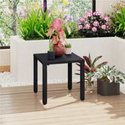 Yaheetech Black Outdoor Small Metal Square Side Table, Coffee Table, Outdoor Garden Table, Small Patio Table - thumbnail 1