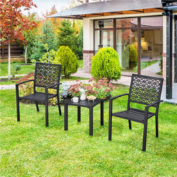 Yaheetech Black Outdoor Small Metal Square Side Table, Coffee Table, Outdoor Garden Table, Small Patio Table - thumbnail 5
