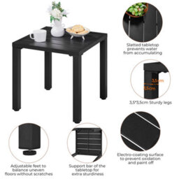 Yaheetech Black Outdoor Small Metal Square Side Table, Coffee Table, Outdoor Garden Table, Small Patio Table - thumbnail 4