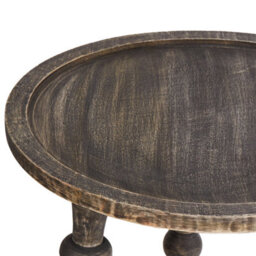 Wyld And Coco Mango Wood Co Set Of 2 Round Side Tables, Dark Matt Finish, Traditional Carved Legs, 46 X 46 X 44 Cm - thumbnail 3