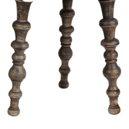 Wyld And Coco Mango Wood Co Set Of 2 Round Side Tables, Dark Matt Finish, Traditional Carved Legs, 46 X 46 X 44 Cm - thumbnail 4