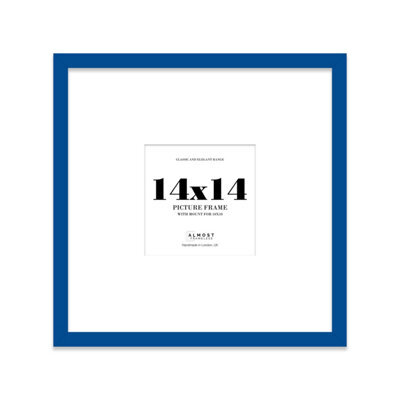 "14X14"" Blue Picture Frame - 14X14"" Square Frame With 10X10"" Mount For 14X14""/10X10"" Pictures Art Deco Style Room Decor, 1 Pack" - image 1