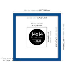 "14X14"" Blue Picture Frame - 14X14"" Square Frame With 10X10"" Mount For 14X14""/10X10"" Pictures Art Deco Style Room Decor, 1 Pack" - thumbnail 2