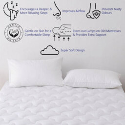 Glamhaus Anti Allergy Mattress Topper With Elasticated Fitted Skirt - thumbnail 2