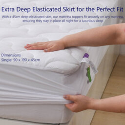 Glamhaus Anti Allergy Mattress Topper With Elasticated Fitted Skirt - thumbnail 3