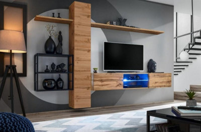 Arte Switch Metal V Oak Wotan Entertainment Unit 270Cm - Warm Oak & Metal Storage Wall - image 1