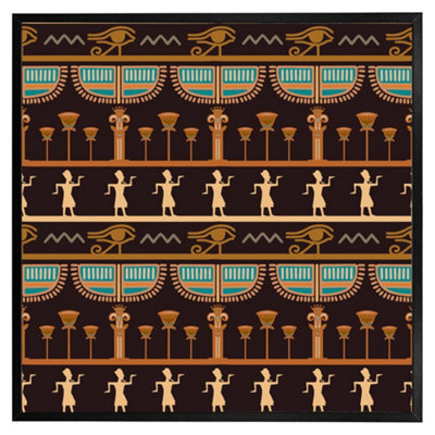 "Andrew Lee Orange & Black Hieroglyphs (Picutre Frame) / 12X12"" / Grey" - image 1