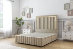 "Sloomy Boston Gold Almond Coniston Divan Bed 2 Drawers Foot-End-26"" Strutted Headboard 12"" Footboard 4' Small Double" - thumbnail 1