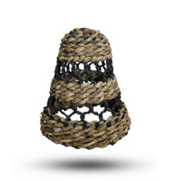 Serenityy Natural Banana Leaf And Hitam Raffia Lamp Shades - Set Of 3, Candle Shape, Natural And Black - thumbnail 1