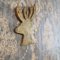 Shatchi 26Cm Golden Christmas Wooden Hanging Deer Wall Decoration Xmas Home Office Holiday Decorative Centrepiece - thumbnail 5