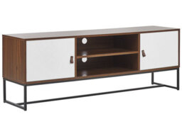 Beliani Two-Tone Tv Stand With Metal Legs, White And Dark Wood, Fits Up To 68In Tvs, 1500 X 400 X 550mm - thumbnail 3