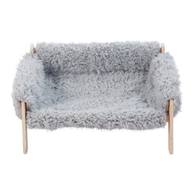 Thehotsale Wooden Frame Pet Sofa With Removable Cover 56Cm W X 45Cm D X 27Cm H, Grey - image 1