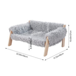 Thehotsale Wooden Frame Pet Sofa With Removable Cover 56Cm W X 45Cm D X 27Cm H, Grey - thumbnail 5