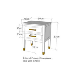 Cabinet Bits Palazzi 2 Drawer Bedside Table Dark Grey - thumbnail 8