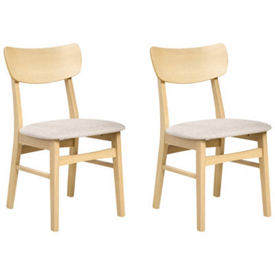 Beliani Set Of 2 Dining Chairs Anoka Wood Light Brown/ Beige - image 1