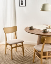 Beliani Set Of 2 Dining Chairs Anoka Wood Light Brown/ Beige - thumbnail 2