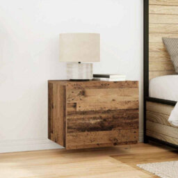 Walplus Wall-Mounted Bedside Cabinet Old Wood 50 X 39 X 41 Cm