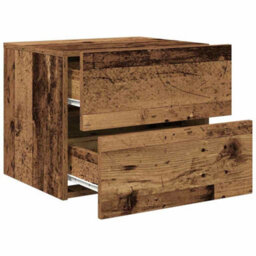 Walplus Wall-Mounted Bedside Cabinet Old Wood 50 X 39 X 41 Cm - thumbnail 6