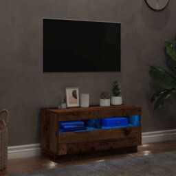Berkfield Modern Tv Cabinet With Led Lights Old Wood 80X35X40 Cm Engineered Wood - thumbnail 3